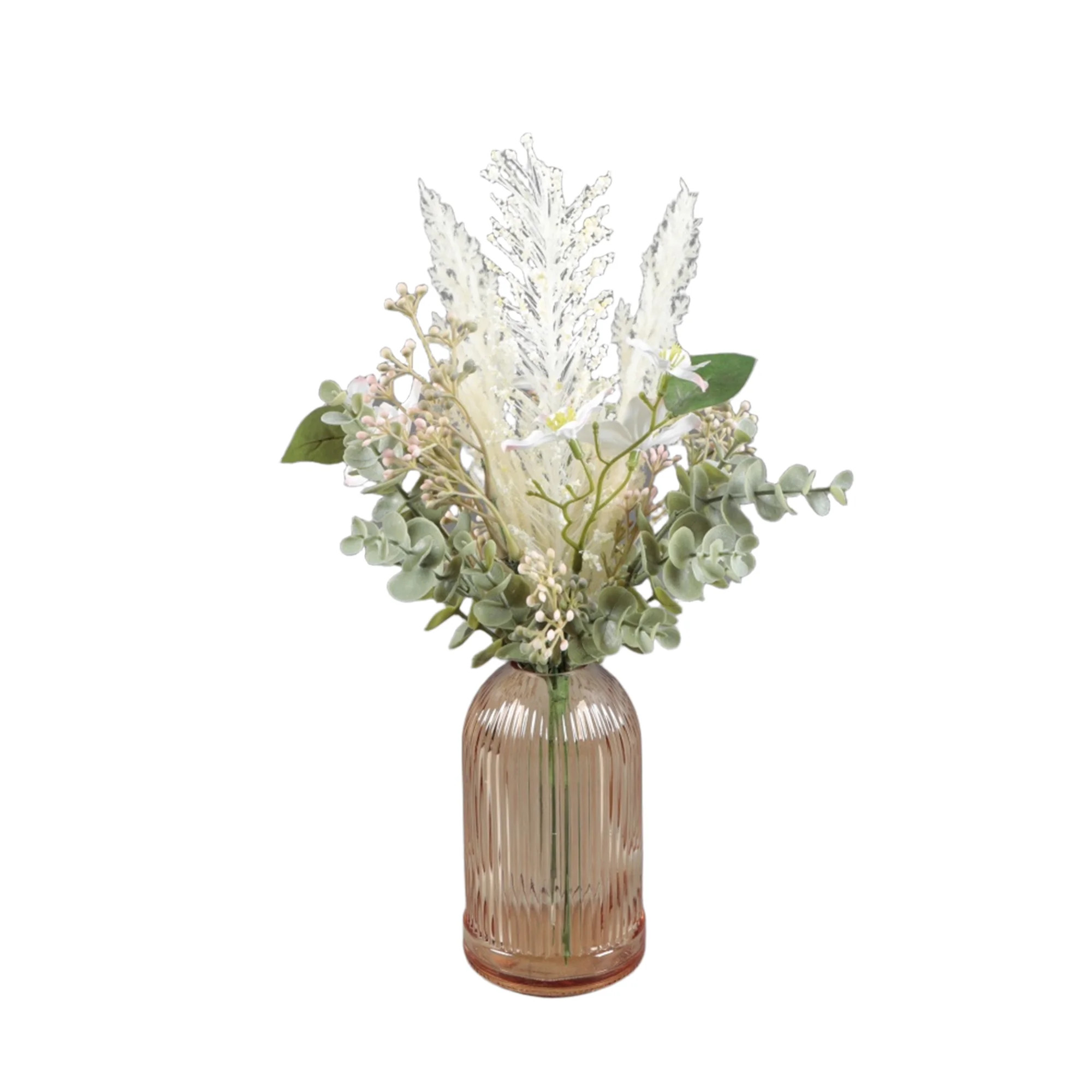 Home Decor Collection White Faux Floral Arrangement in Glass Vase 14.5 in H x 7.8 in W x 7.8 in D | Walmart (US)