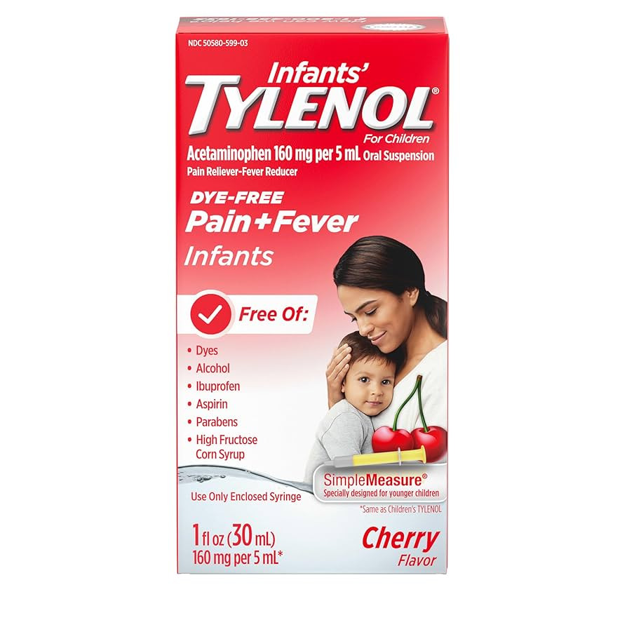 Infants' Tylenol Oral Suspension Liquid Medicine with Acetaminophen, Baby Fever Reducer & Pain Re... | Amazon (US)
