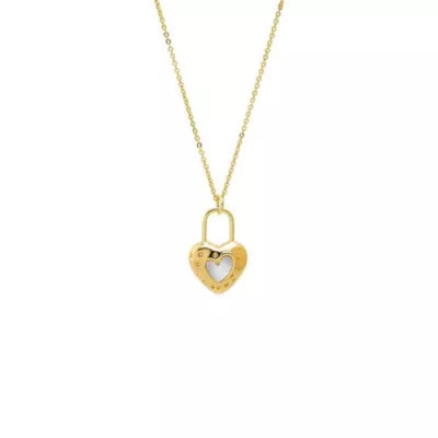 By Adina Eden Heart Cutout Lock Shape Pendant Necklace, Gold | Belk