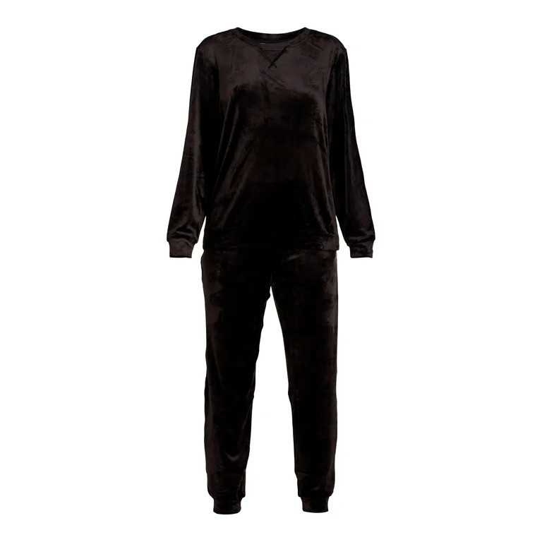 Time and Tru Women's Velour Sweatshirt and Jogger Pants Set, 2-Piece, Sizes XS-XXXL | Walmart (US)