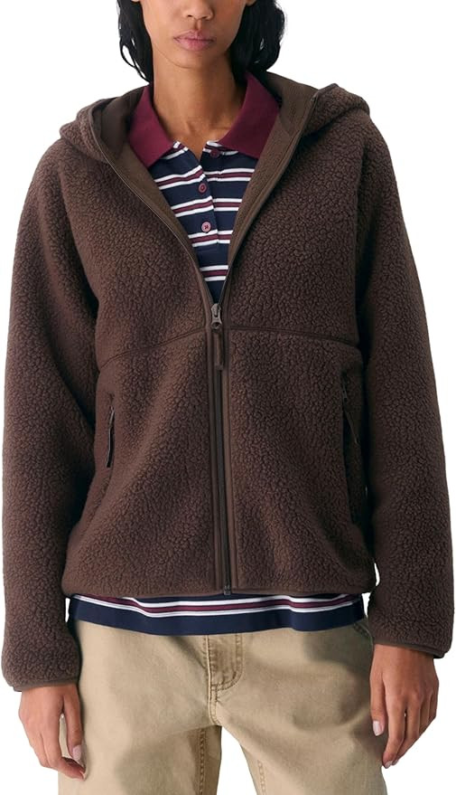 Dqbeng Womens Fleece Zip Up Hoodies Fuzzy Hooded Sherpa Jacket Coat Outerwear with Pockets | Amazon (US)