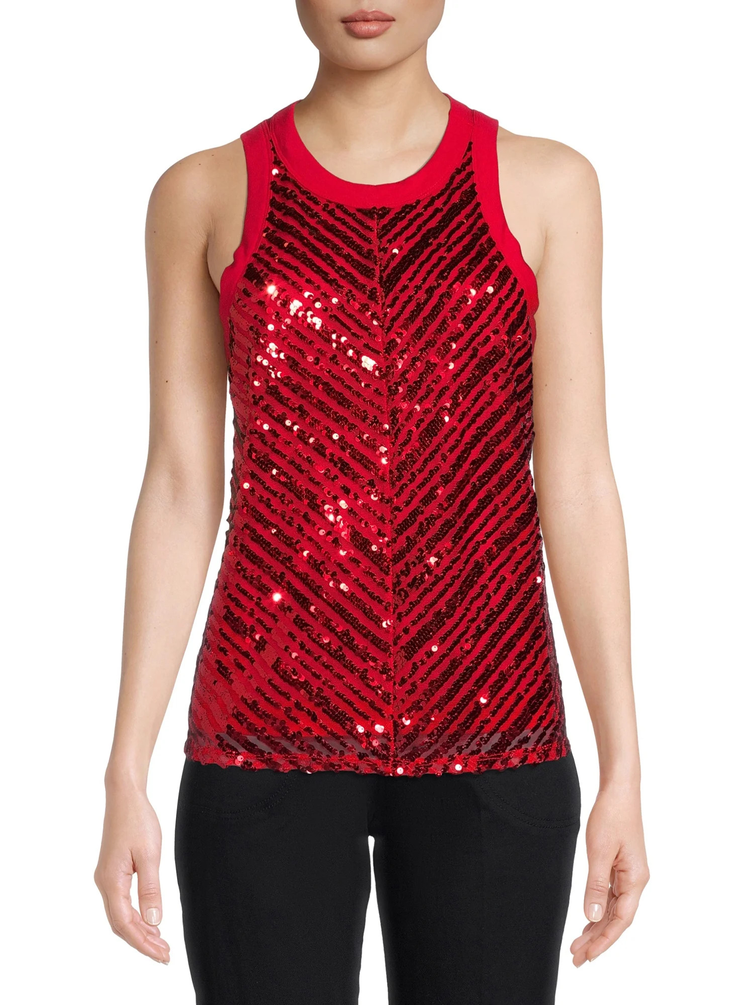 No Boundaries Juniors’ Sequin Tank Top - Walmart.com | Walmart (US)
