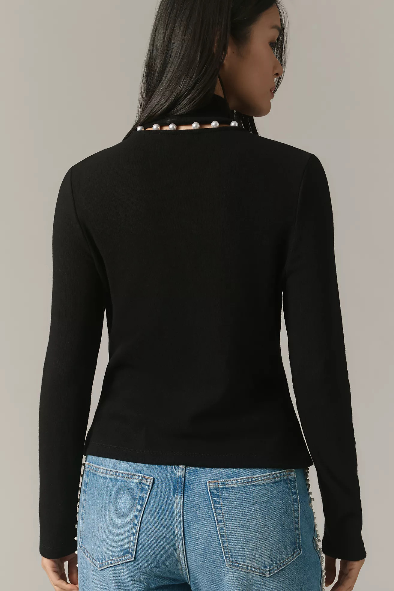 Design History Pearl-Trim Turtleneck Top | Anthropologie (US)
