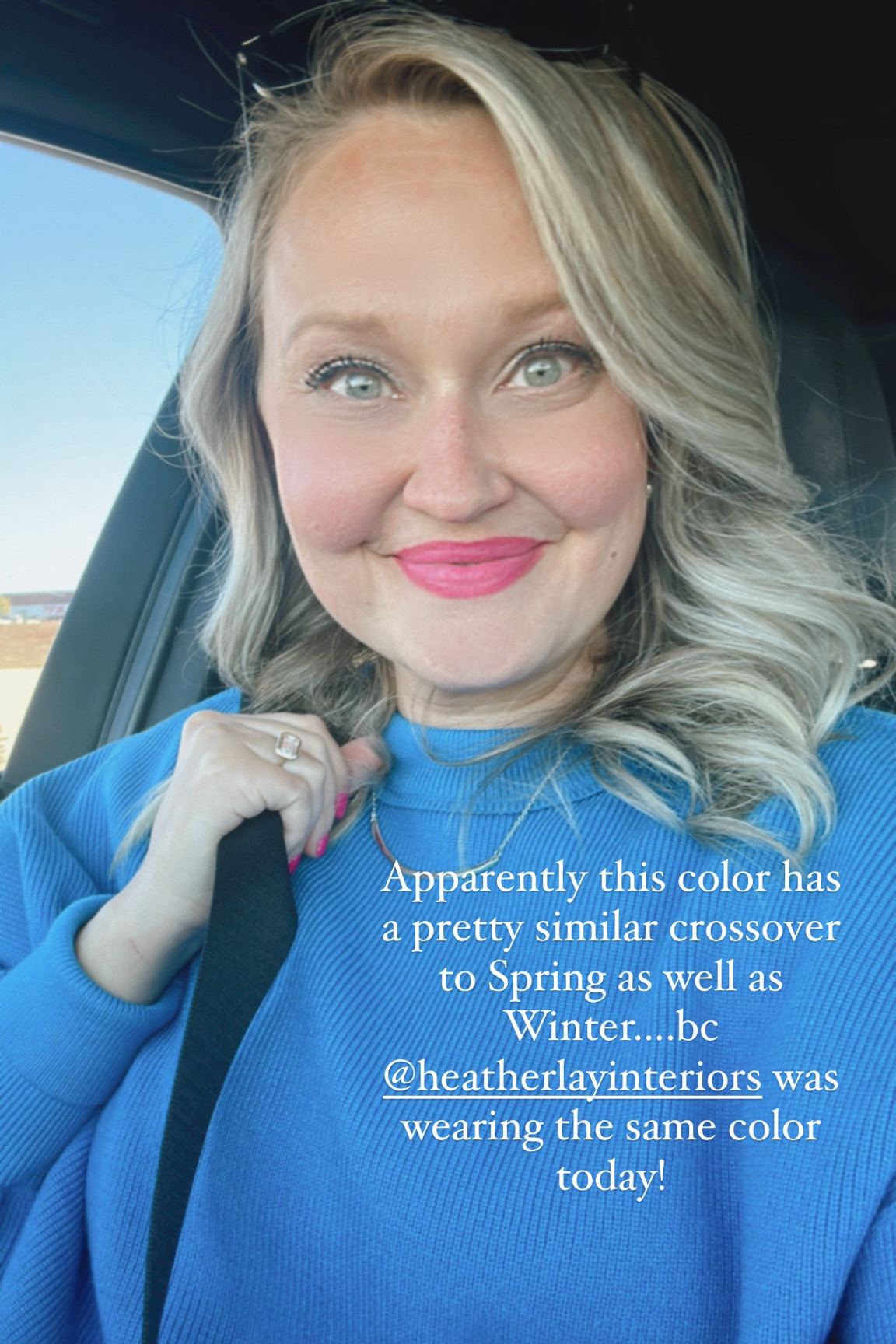 The most perfect sweater for any season’s color palette!  Comes in a zillion colors!  This is the Blue!