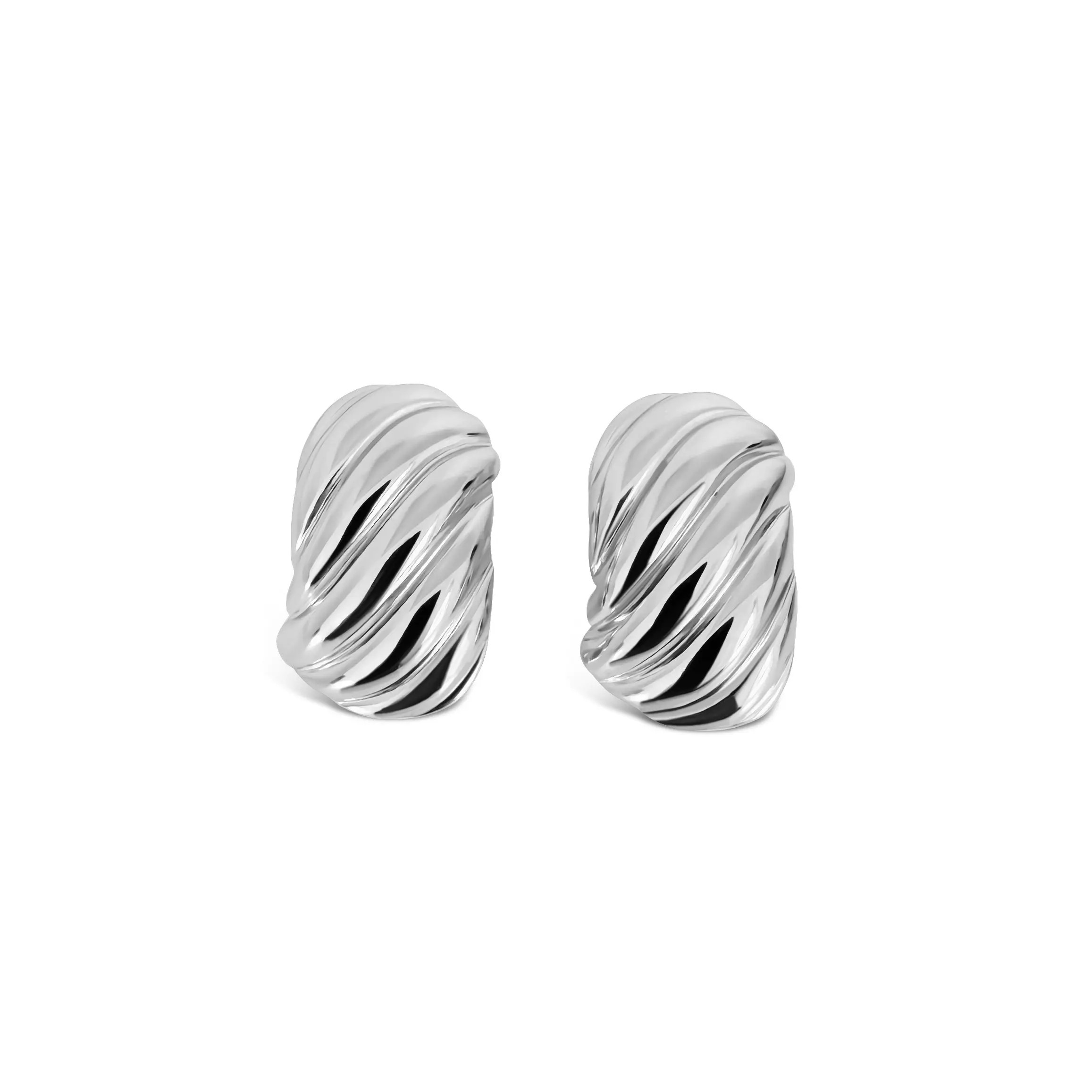 Silver Chunky Ribbed Earrings - Anisa Sojka Accessories | Anisa Sojka