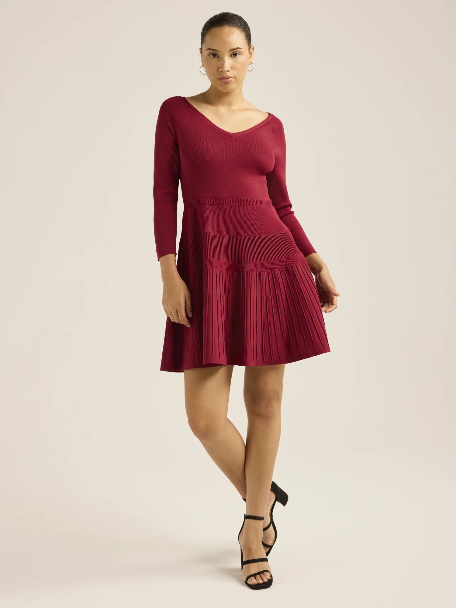 Scoop Women’s Knit Mini Flare Dress, Sizes XS-XXL | Walmart (US)