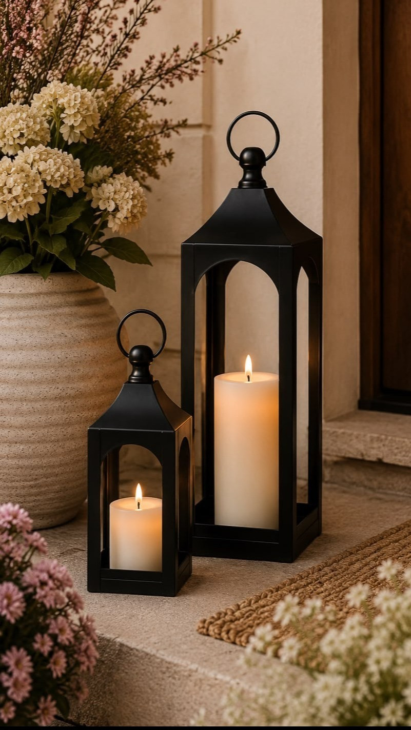 These lanterns make any front porch feel warm and inviting. They create that designer curb appeal with minimal effort and look gorgeous all year long. Add real or flameless candles for the coziest glow every evening. They're timeless, elegant, and much more affordable than they look. One of my favorite ways to elevate an outdoor space. 

 #LTKdayinmylife #LTKmomlife #LTKHome