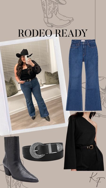 Rodeo outfit ideas. Houston rodeo. Western outfit. Flare jeans. Flare denim. Cowboy boots. Western boots. Western booties. Country concert outfit. Country concert outfit ideas. Western belt 

#LTKstyletip #LTKfindsunder100 #LTKSeasonal