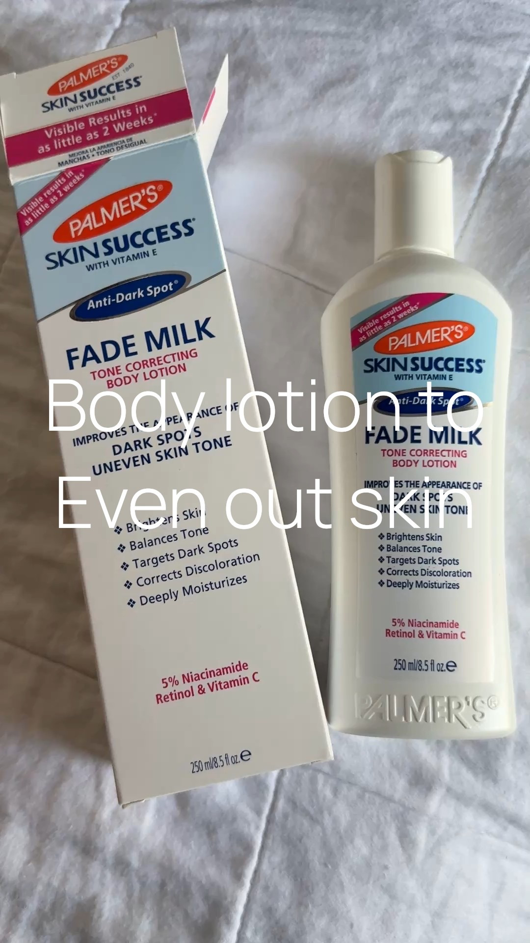 Working this winter to even out my legs, great gift idea for your outdoor fan! I coat this on my legs till summer comes.

Palmer's Skin Success Anti-Dark Spot Fade Milk Body Lotion, 8.5 Oz, Moisturizer with Niacinamide, Fades Age Spots, Helps Uneven Skin Tone & Hyperpigmentation, Dermatologist Approved

#LTKmorningroutine #LTKBeauty #LTKGiftGuide