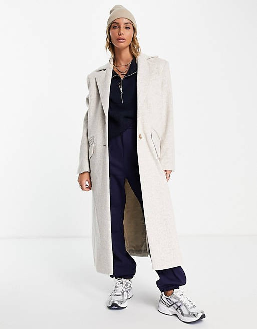 River Island – Locker geschnittener Boyfriend-Mantel in Cremeweiß | ASOS (Global)