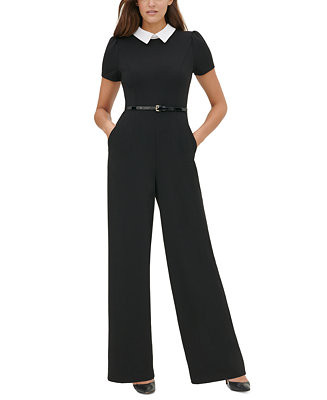 Tommy Hilfiger Collared Belted Jumpsuit  - Macy's | Macy's