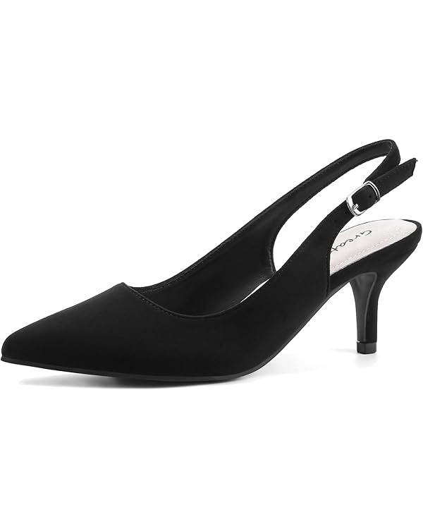 Greatonu Women's Kitten Heels Pointed Toe Slingback Dress Pumps Shoes | Amazon (US)