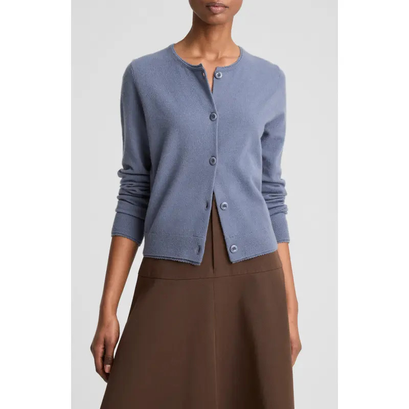 Vince Scallop Trim Button Front Cardigan in Poppy at Nordstrom, Size Small | Nordstrom