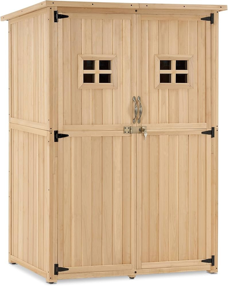 MCombo Large Outdoor Storage Shed with 2 Shelves, Oversize Garden Tool Shed with Lock, Outdoor St... | Amazon (US)
