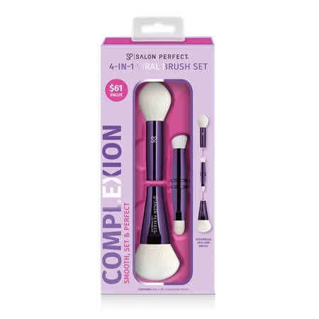 Salon Perfect 4-in-1 Viral Complexion Brush For Foundation Blush Bronzer Concealing Setting & Buffing Dual-Ended & Multipurpose 4 Brushes | Walmart (US)