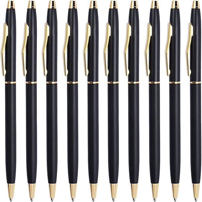 Cambond Black Pens Ballpoint Pens – Black Ink 1.0 mm Smooth Writing Slim Metal Pen, 10 Pack Bul... | Amazon (US)