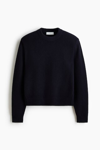 H & M - Shoulder-pad wool-blend jumper - Navy Blue | H&M (UK, MY, IN, SG, PH, TW, HK)