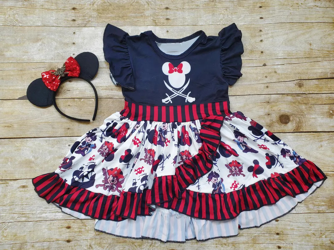 Limited supply! Girl Disney Pirate dress, Birthday Mickey Pirate dress. Disney girl Pirate outfit... | Etsy (US)