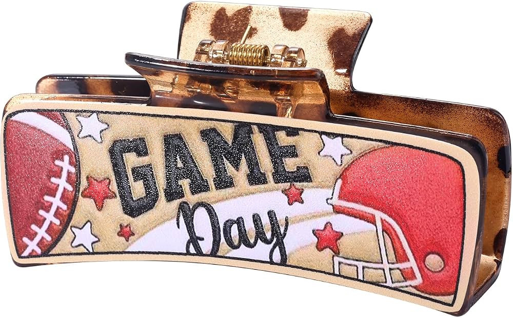 Game Day Hair Clips Football Hair Claw Clips for Women Large Nonslip Tortoise Acrylic Hair Claws ... | Amazon (US)
