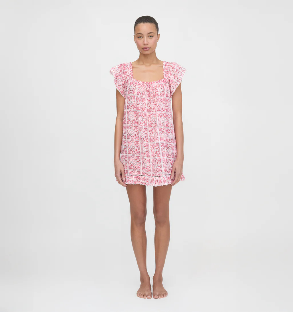The Lucinda Nightgown - White Patchwork Doily Heart | Hill House Home US