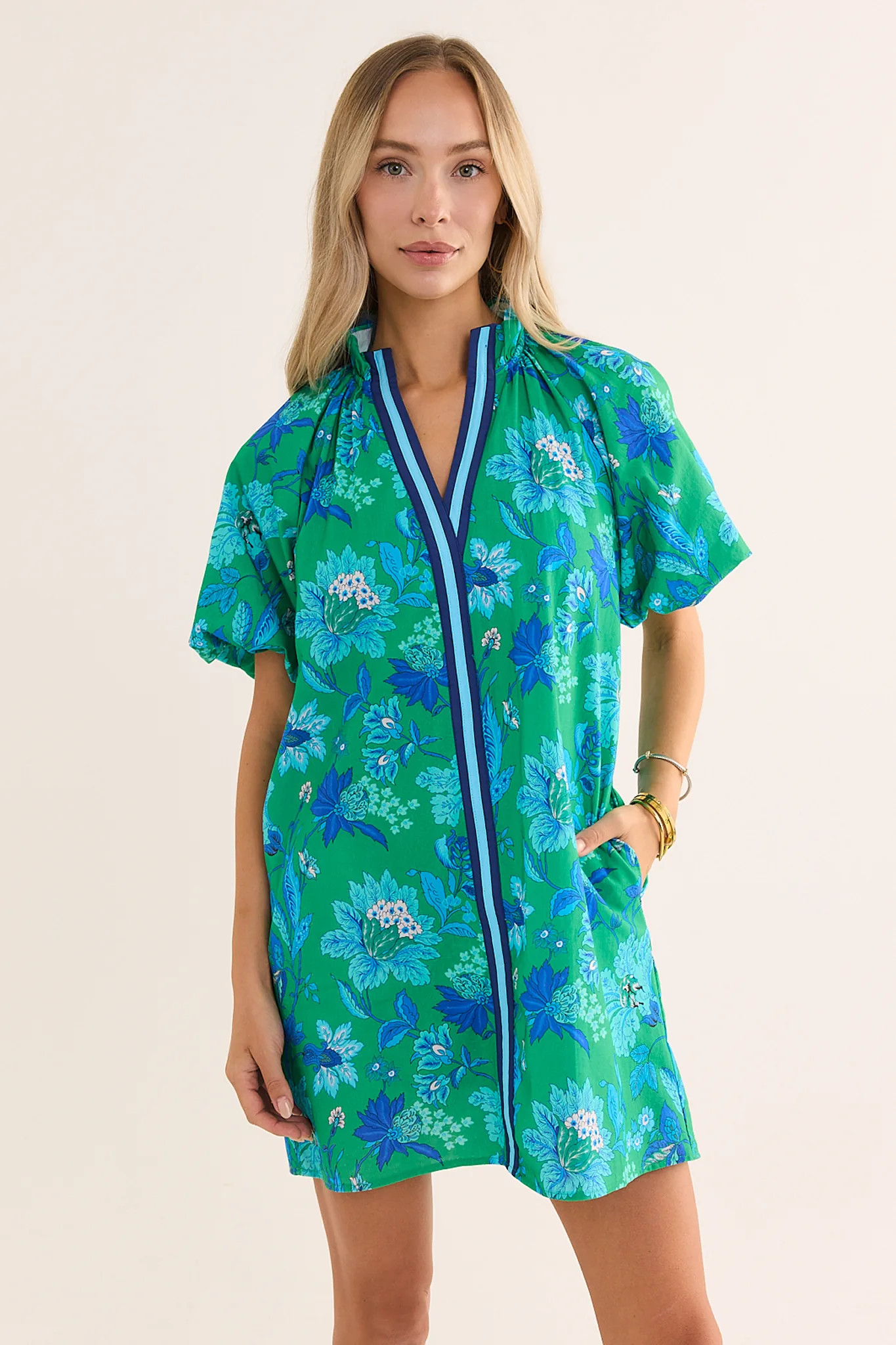 Addison Green Floral Short Dress | Avara