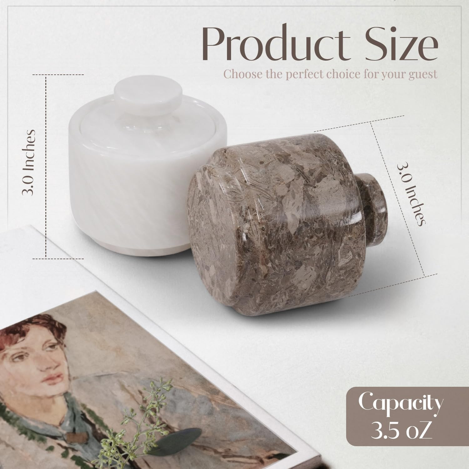 Marble Salt Cellar with Lid 3" White and Oceanic Celtic Salt & Pepper Containers Home & Kitchen, ... | Amazon (US)