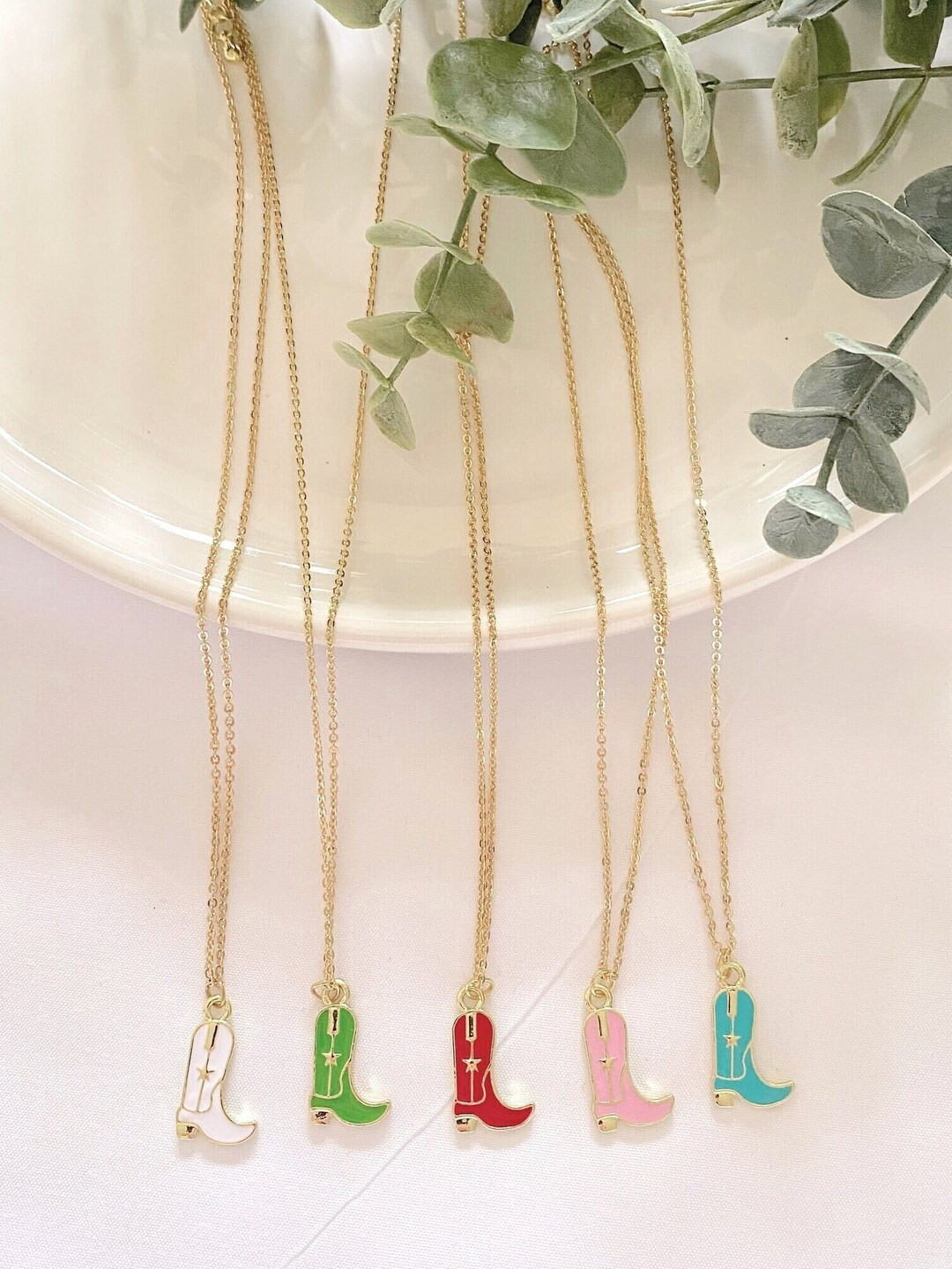 Cowboy Boot Charm Necklace, Dainty Chain, Enamel Charm - Etsy Canada | Etsy (CAD)