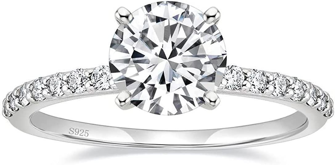 EAMTI 925 Sterling Silver 1.25 CT Round Solitaire Cubic Zirconia Engagement Ring Halo Promise Rin... | Amazon (US)