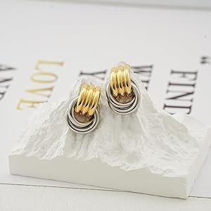 Chunky Small Knot Earrings Gold Silver Geometric Earrings for Women Dainty Gold and Silver Plated... | Amazon (US)