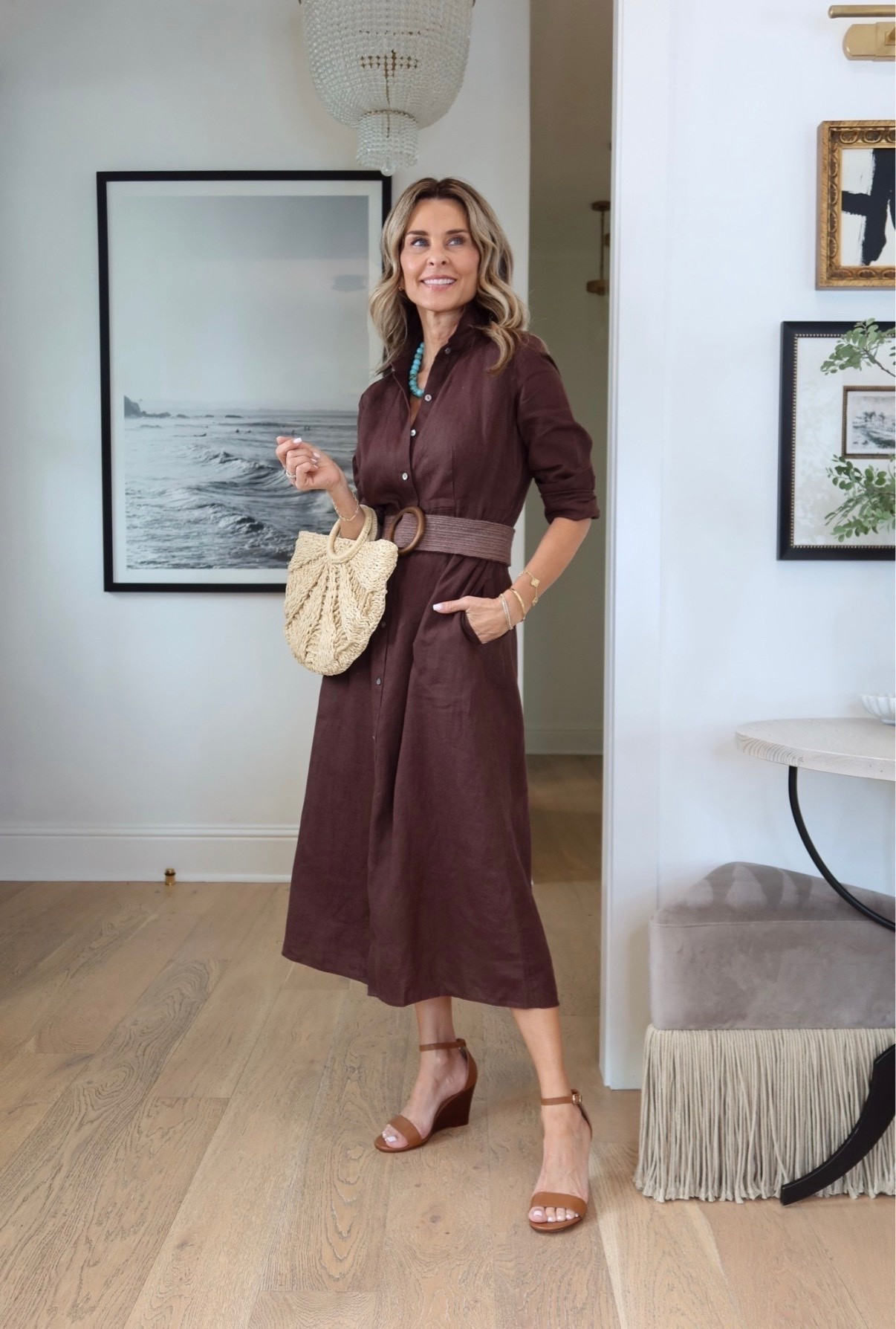 J.Jill new summer arrival are so pretty in the colors of the season and light breathable fabrics! I’m 5’6’’ wearing size XS in everything 
-chocolate brown maxi dress
-straw belt
-straw bag

@jjill

#LTKootd #LTKSeasonal #LTKOver40