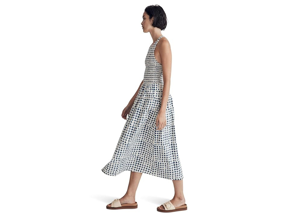 Madewell Shibori Halter Tiered Midi Dress (Blue Ivory Shibori) Women's Clothing | Zappos