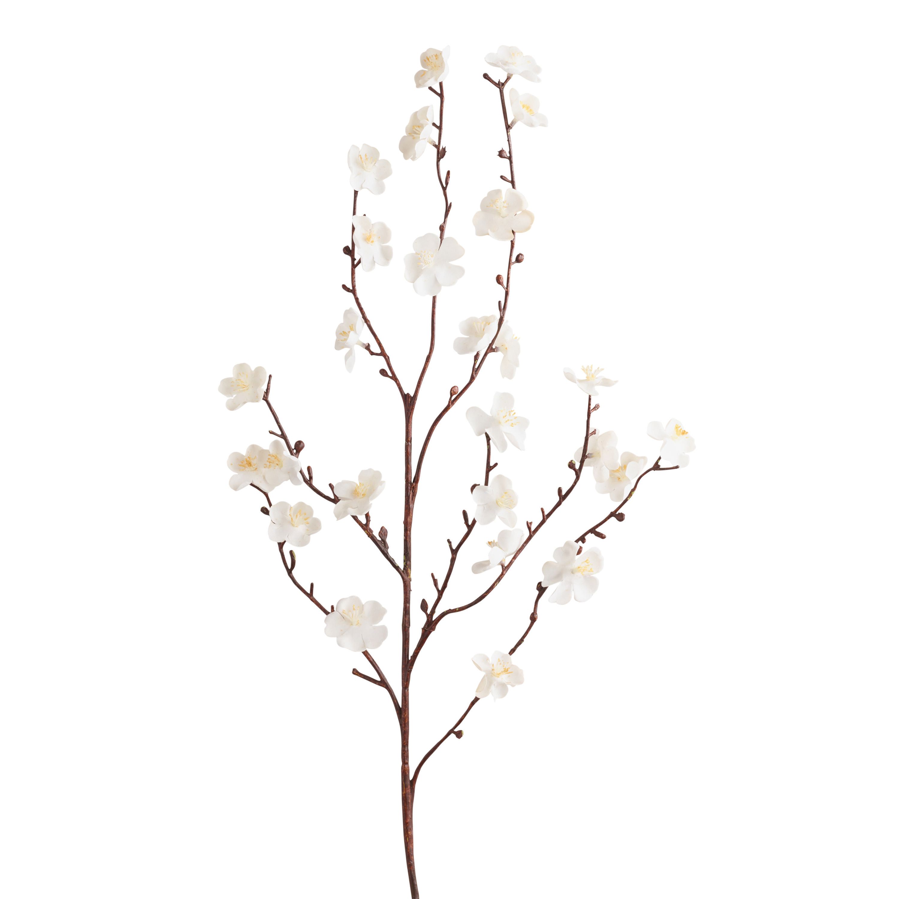 White Faux Velvet Plum Blossom Stems Set Of 2 | World Market