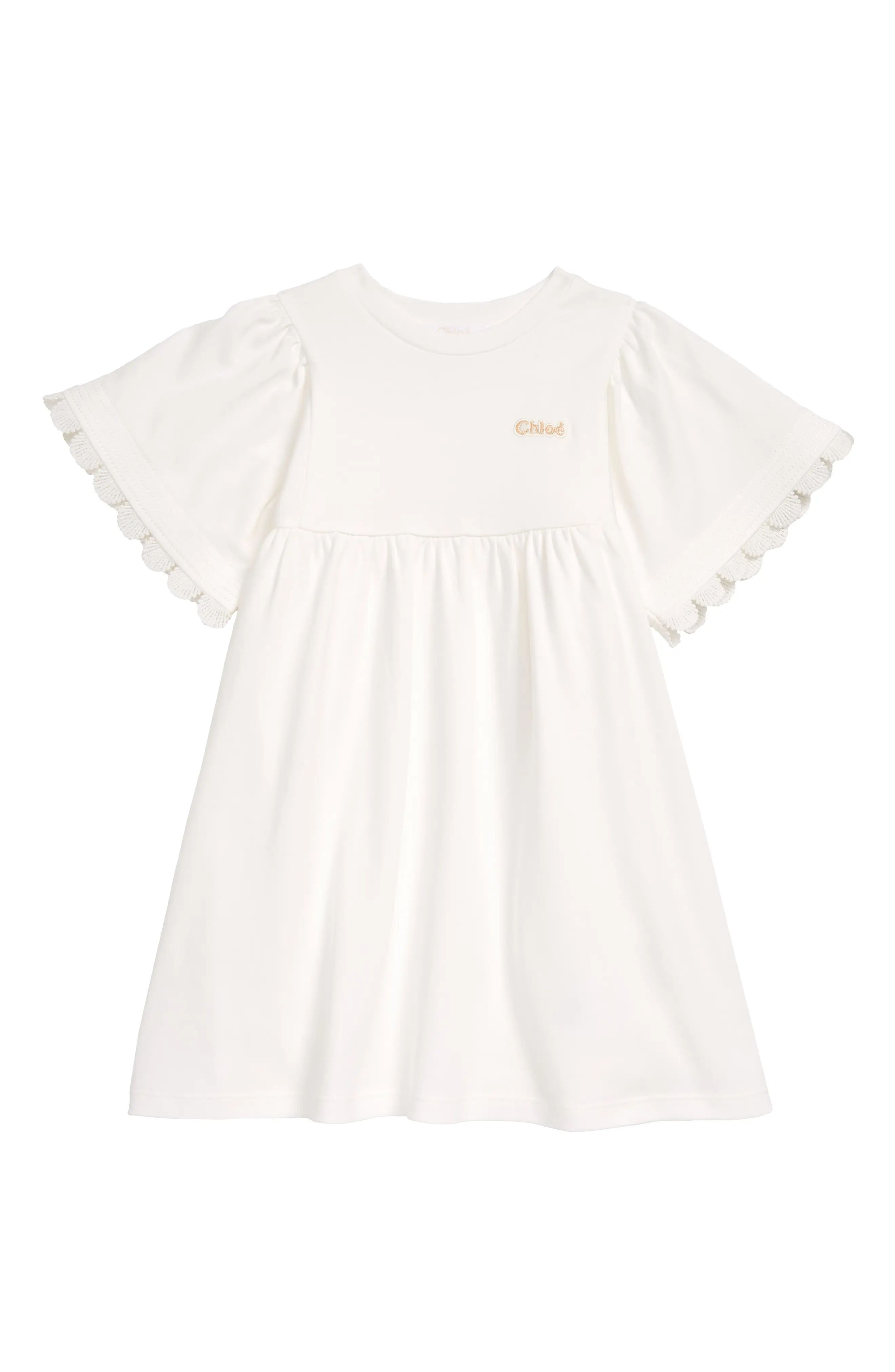 Chloe Kids' Ruffle Dress in Off White at Nordstrom, Size 8Y | Nordstrom