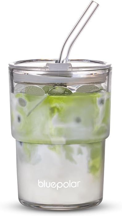 13oz/400ml Glass Water Tumbler with Straw and Lid Sealed Carry On Thick Wall Iced Coffee Cup Glas... | Amazon (US)