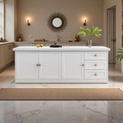 Modern White Engineered Marble Kitchen Island | Wayfair North America
