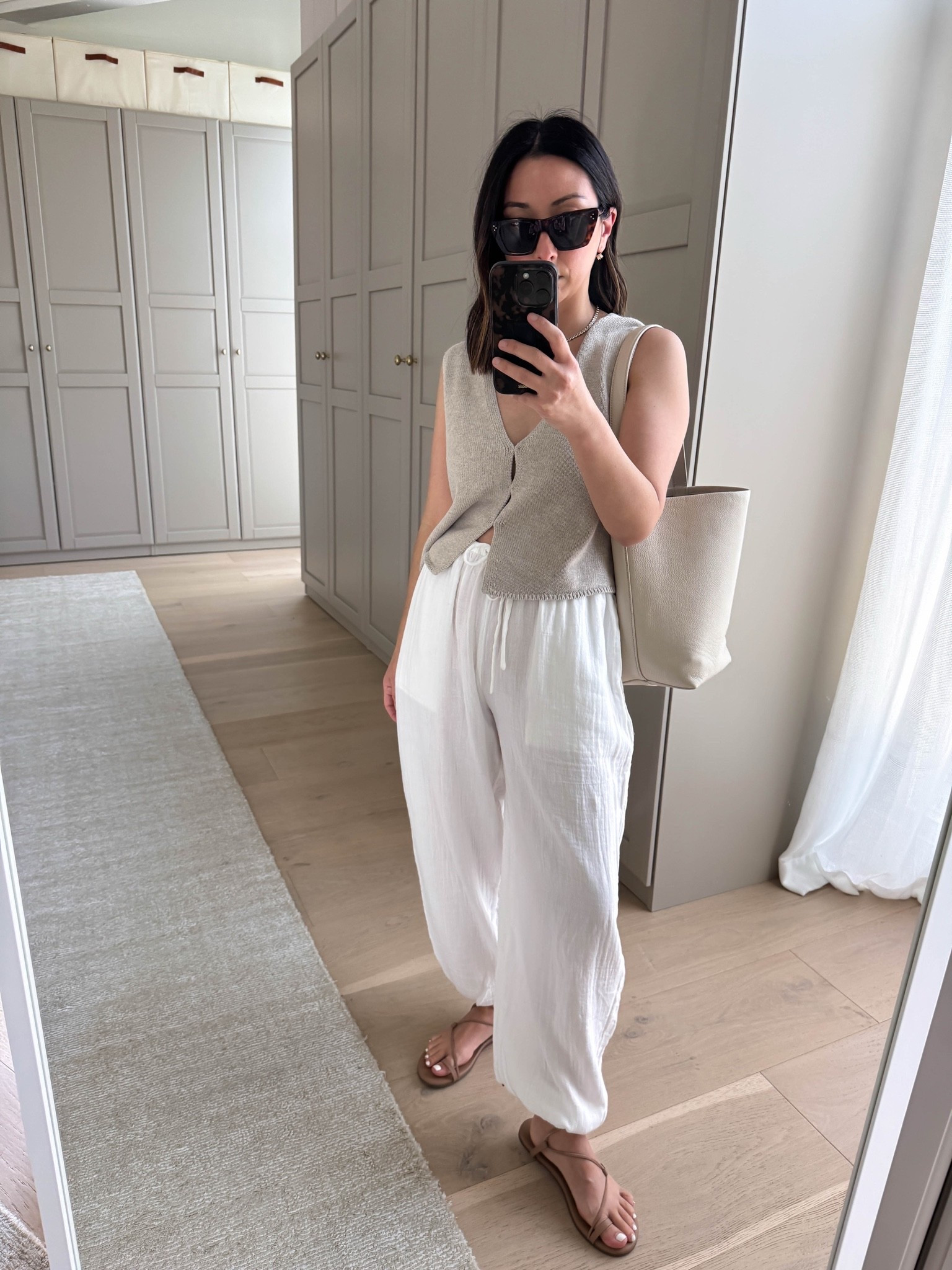 summer staples- effortless, lightweight, and so easy to wear. 

aritzia knit tank small 
aritzia ballon gauze pants xs
tuckernuck sandals 5
quince bucket bag 
celine sunglasses 

summer outfits, summer style, petite style

#LTKootd #LTKmomlife #LTKPetite