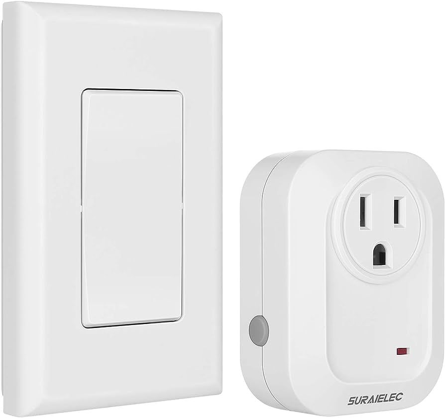 SURAIELEC Wireless Wall Switch Remote Control Outlet, No Wiring Needed, 100ft RF Range, Pre-Progr... | Amazon (US)