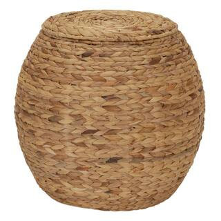 Large Round Wicker Basket Side Table | The Home Depot