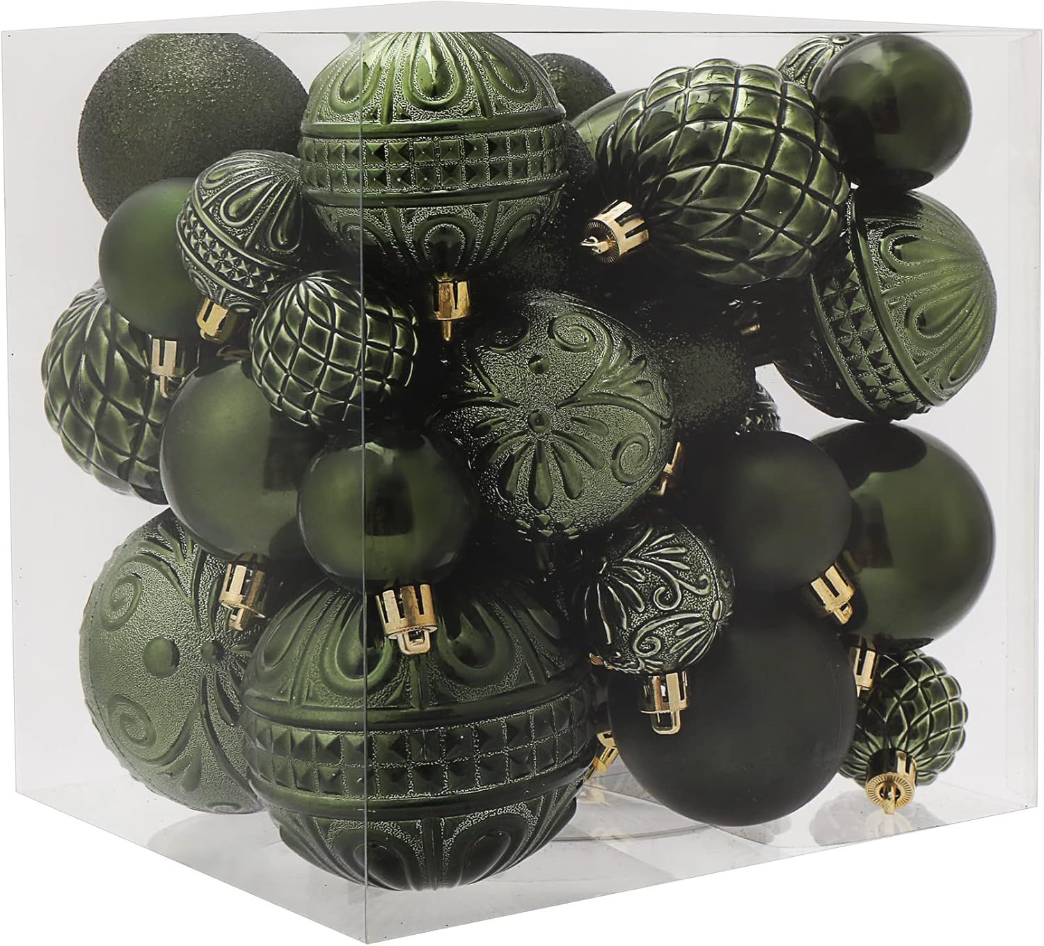 Amazon.com: Christmas Ball Ornaments Dark Green Christmas Tree Decorations with Hang Rope-36pcs S... | Amazon (US)