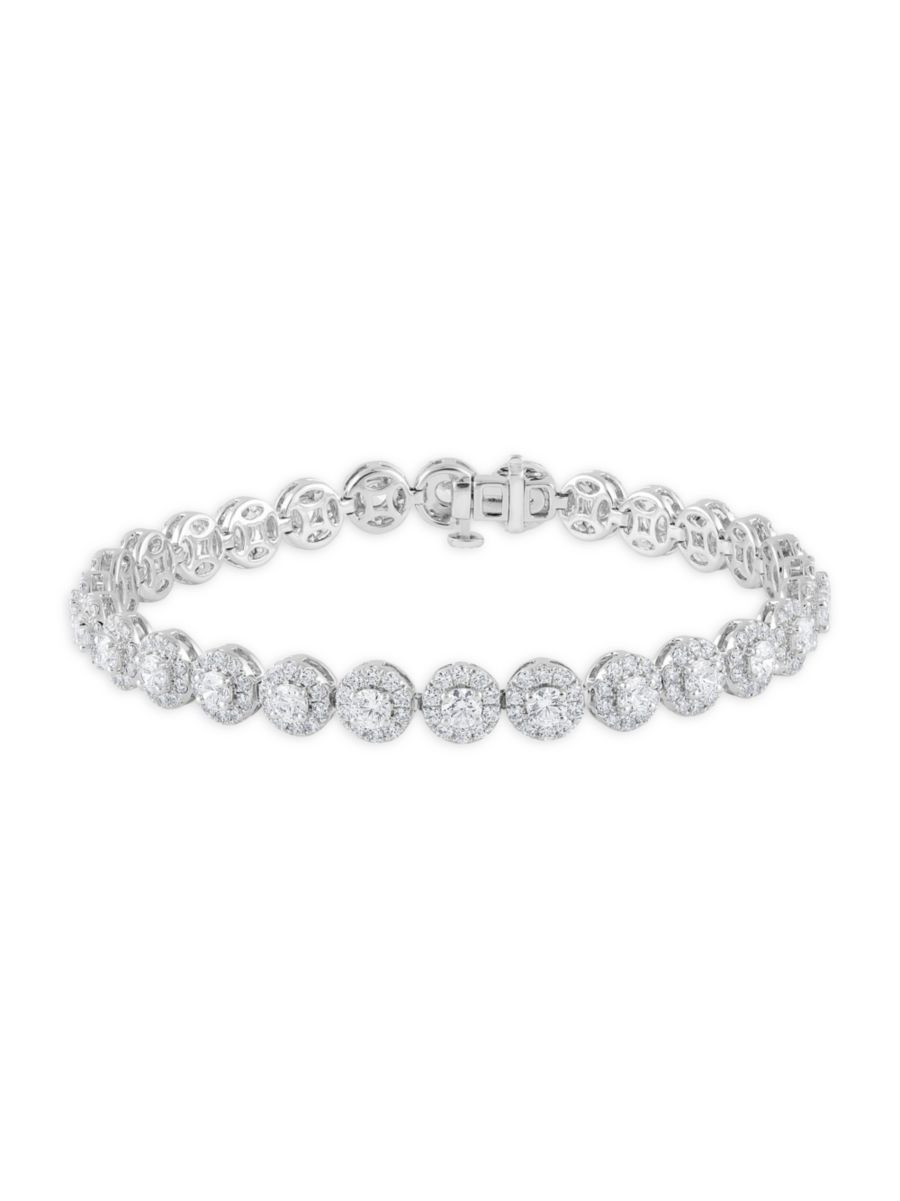 14K White Gold & 7 TCW Natural Diamond Halo Bracelet | Saks Fifth Avenue