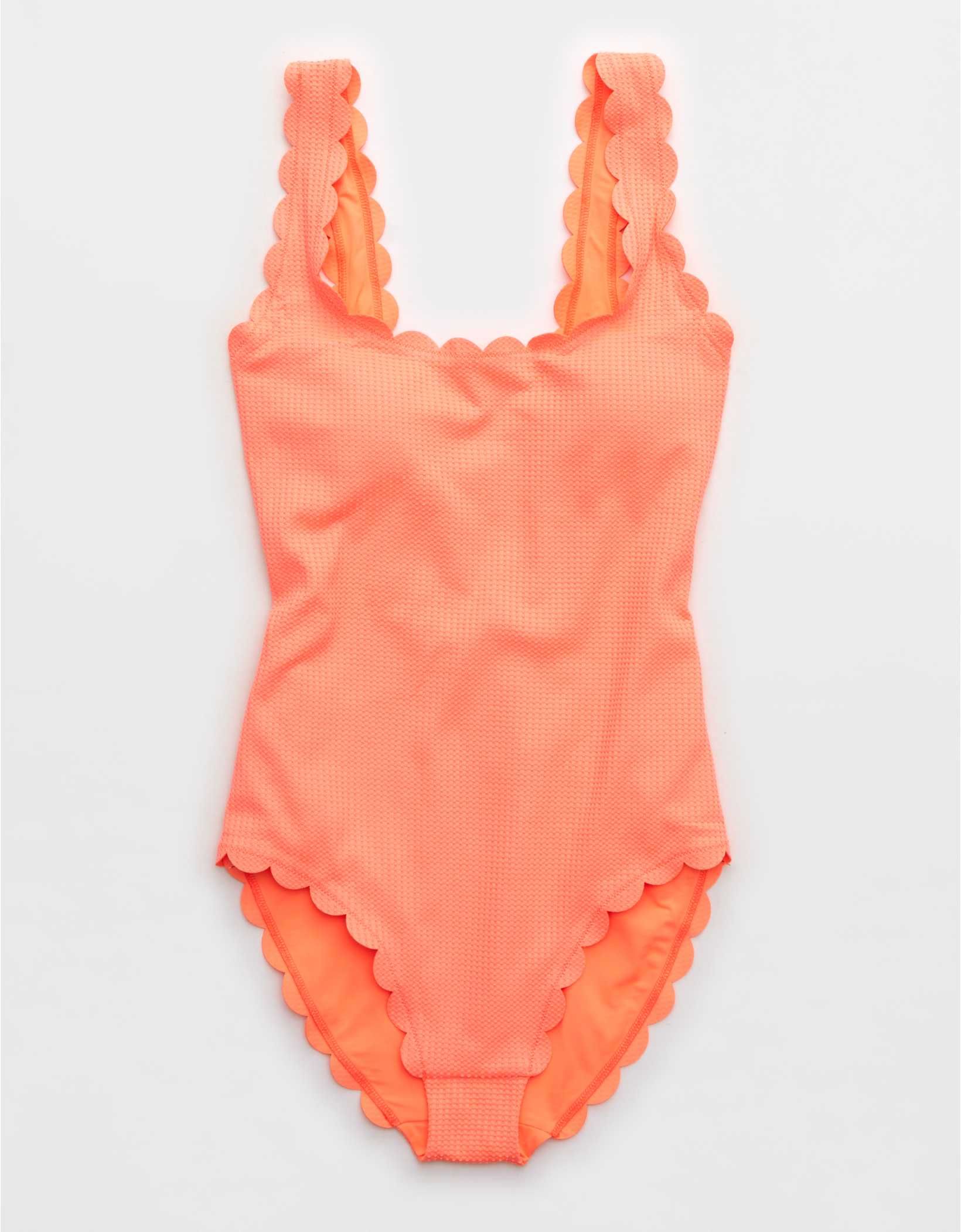 Aerie Waffle Scalloped One Piece Swimsuit | American Eagle Outfitters (US & CA)