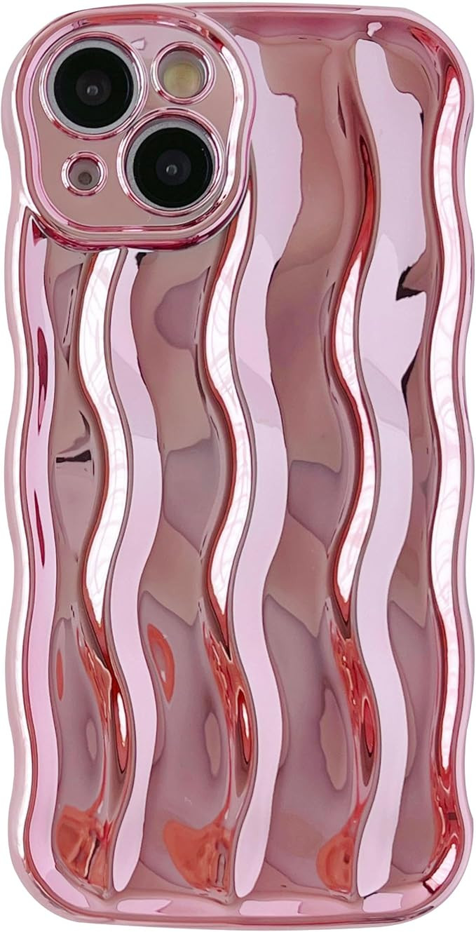 Caseative Water Ripple Pattern Curly Wave Frame Soft Compatible with iPhone Case (Light Pink,iPho... | Amazon (US)
