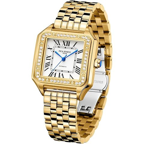 CHEETAH Gold Watches for Women with Small Vintage Bracelet, Rectangular Case Roman Dial | Amazon (US)