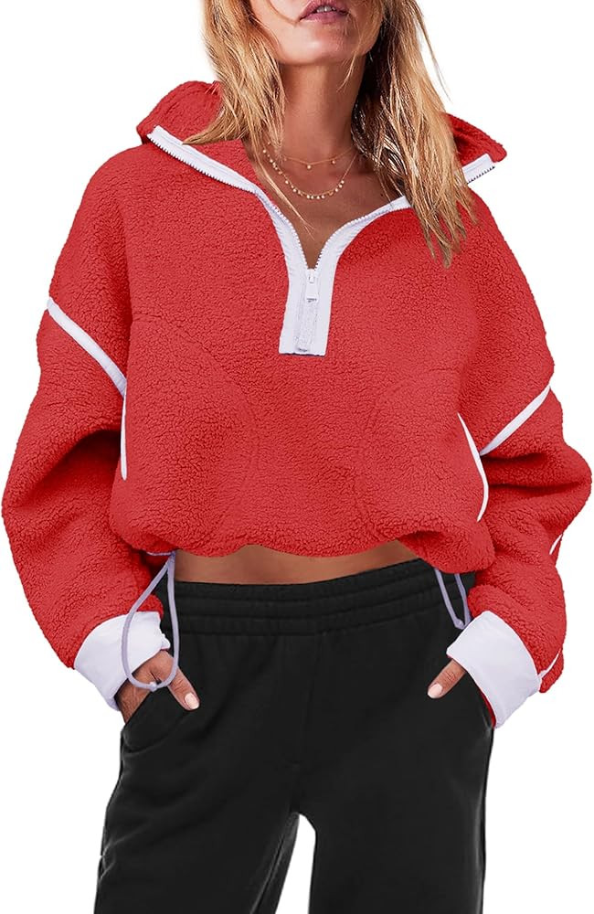 Panadila Womens Oversized Crewneck Sweatshirt Casual Sherpa Pullover Top Warm Sweater Long Sleeve... | Amazon (CA)