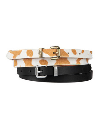 Women's 2-Pack Solid Cow Print Skinny Casual Belt Set | Macy's