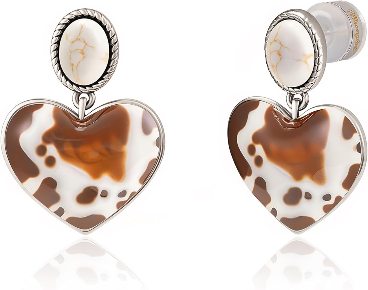 Wrangler Western Heart Drop Dangle Earrings for Women Statement 14k Gold Turquoise Cow Print Cowg... | Amazon (US)