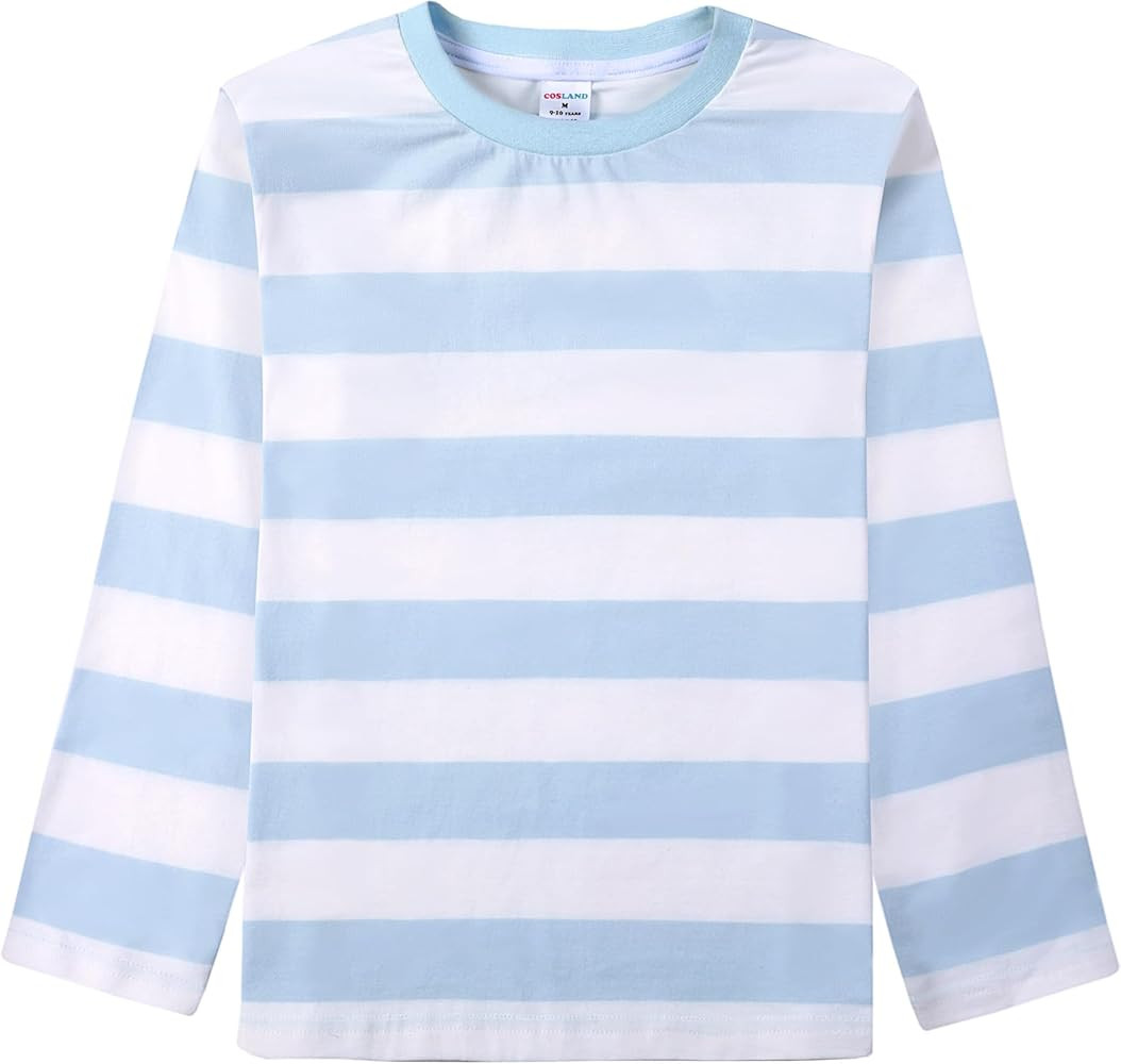 COSLAND Boys and Toddlers' Long Sleeve Striped T-Shirt, Cotton, Kids' Crew Neck Tee, 2T-Large | Amazon (US)