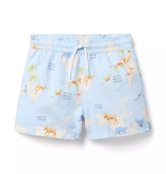 Recycled Animal Map Swim Trunk | Janie and Jack
