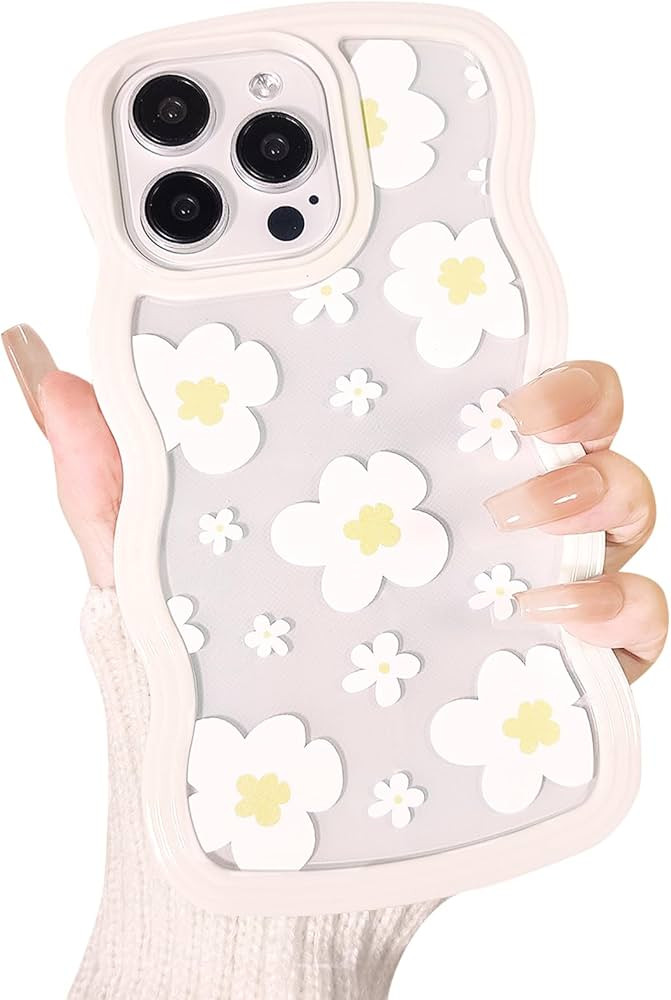 NITITOP Compatible for iPhone 15 Pro Max Case Cute Clear Flower Floral Curly Wave Frame for Women... | Amazon (US)