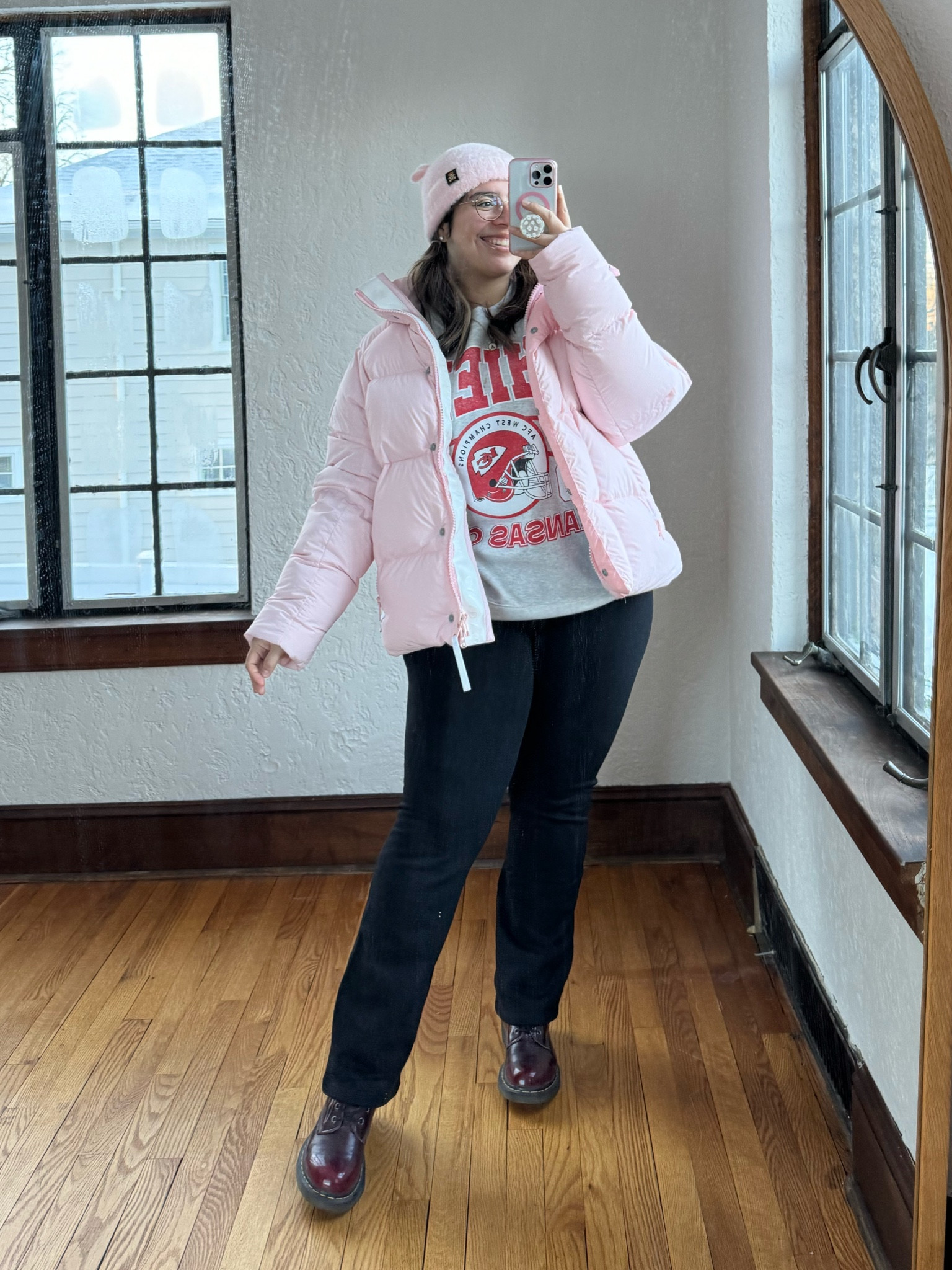 Wearing Large in the sweatshirt, XL in the jacket, large in the fleece pants 
Hat is old teddy fresh 

#LTKSeasonal #LTKfindsunder100 #LTKmidsize